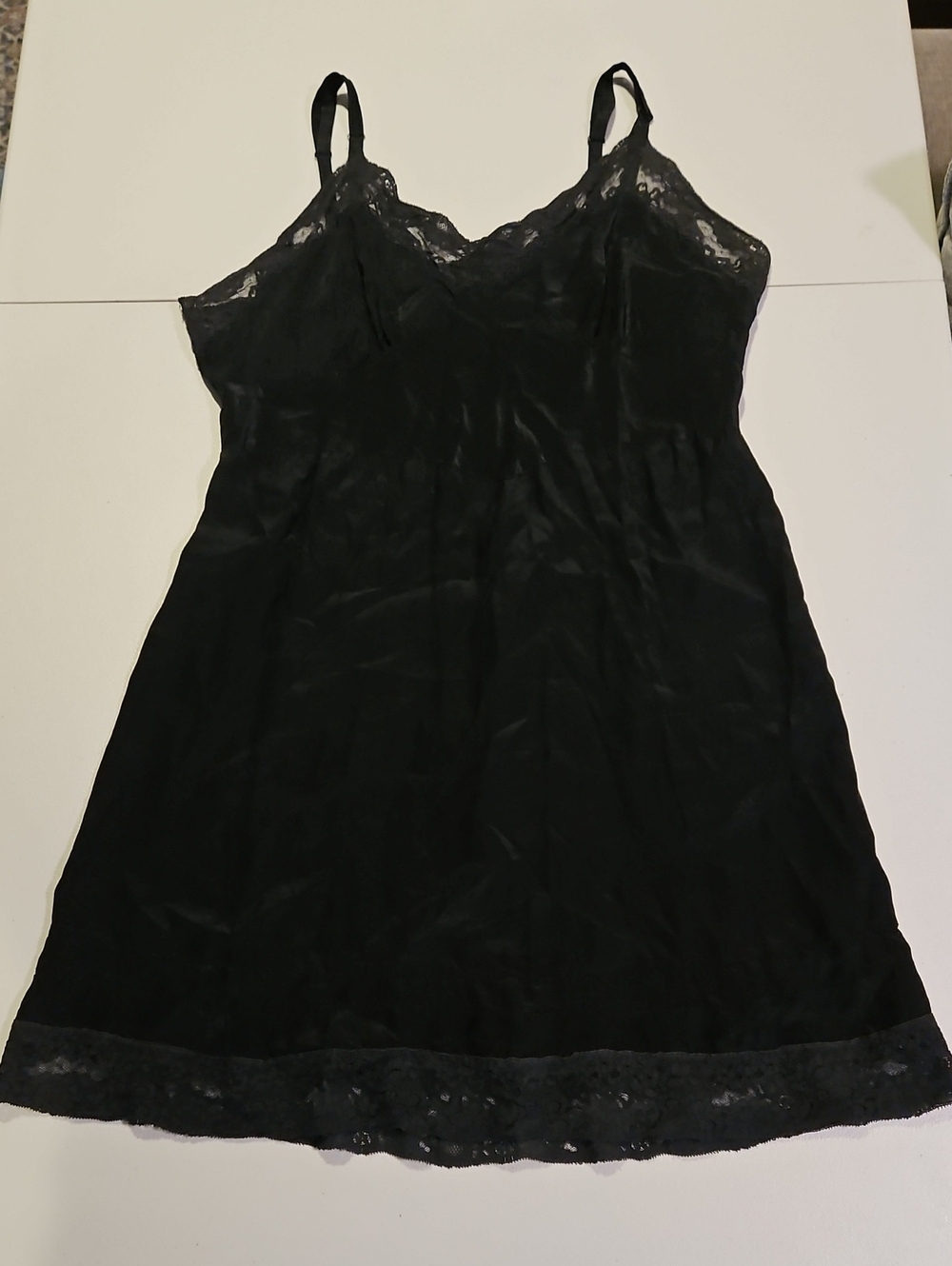 Vanity Fair Black Lace-Trim Slip